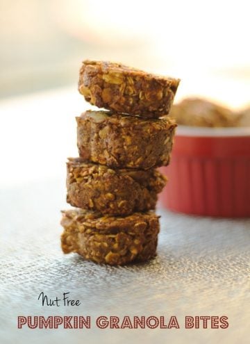 Nut Free Pumpkin Granola Bites stacked.