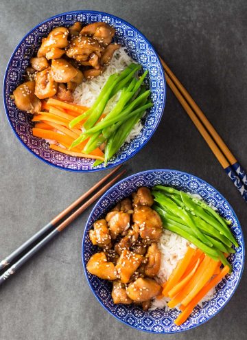 Vietnamese Sticky Chicken over rice and vegetables