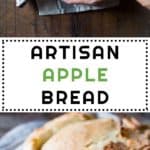 This is a real artisan apple bread with fresh apples. 12-hour starter, knead, rise, fold in apples, rise again, bake, give it a bite and fly to heaven!