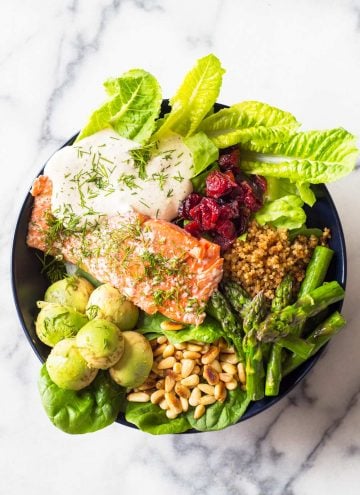 Sockeye Salmon is hands down the best fish in the whole wide world. Pair it with lettuce, asparagus, pine nuts, cranberries and avocado, drizzle the best salad dressing ever on it and you've just made yourself the best Sockeye Salmon recipe ever!