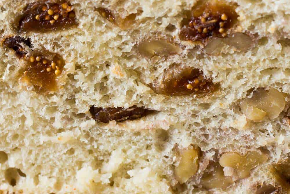 Consistency of Artisan Bread with Figs and Walnuts.