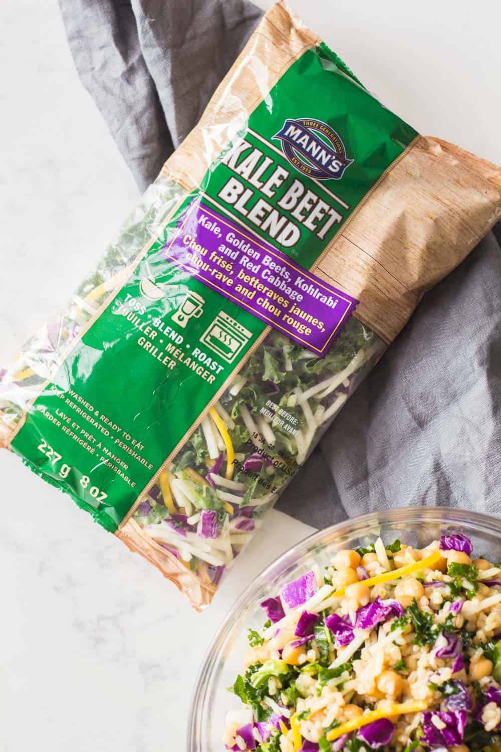 Bag of Mann's Kale Beet Blend for Brown Rice Salad
