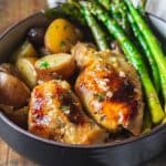 Slow-Cooker Lemon Chicken with potatoes and asparagus.
