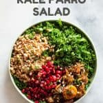 Middle Eastern Farro Salad in a green bowl