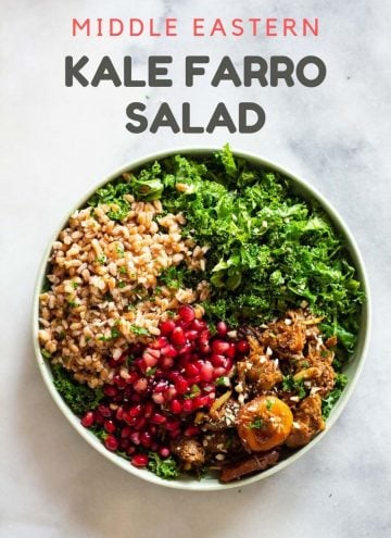 Middle Eastern Farro Salad in a green bowl