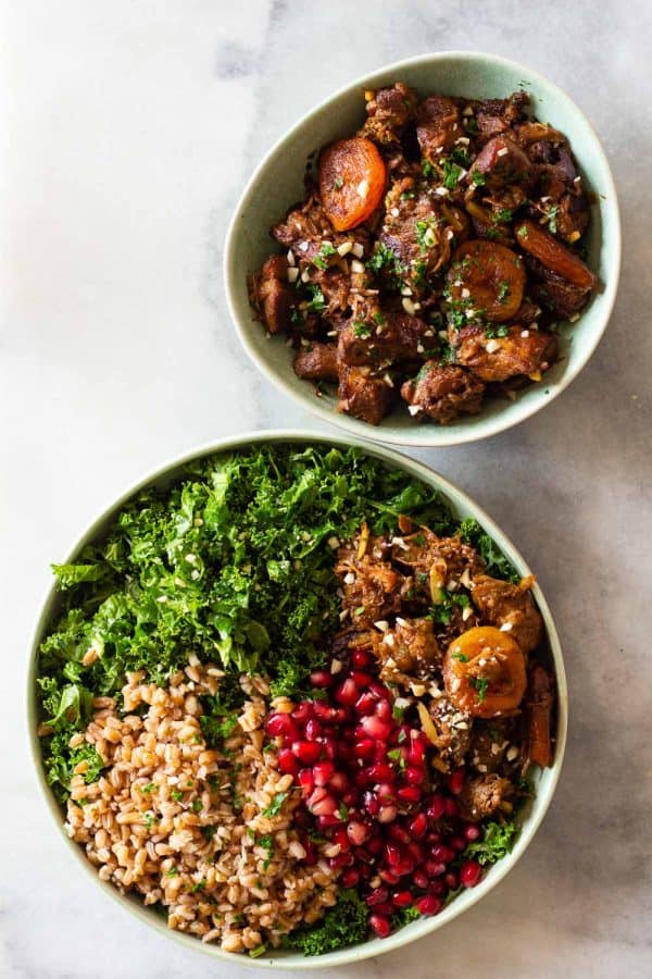 Middle Eastern Farro Salad and Lamb Stew