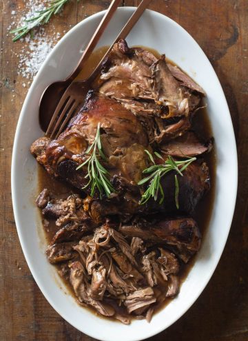 Leg of lamb on a serving platter