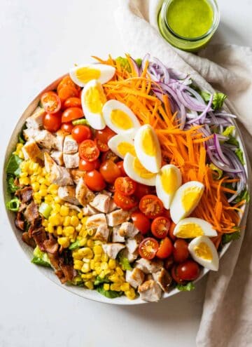 8-ingredient chopped salad in a large bowl.