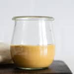 Peanut Salad Dressing in a glass jar.